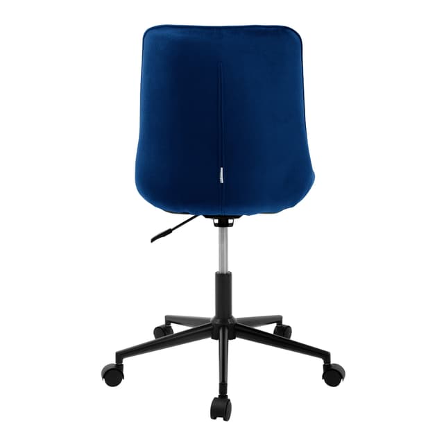 Kontorstol med hjul blå, fløjlspolstring og metalramme ML-design
