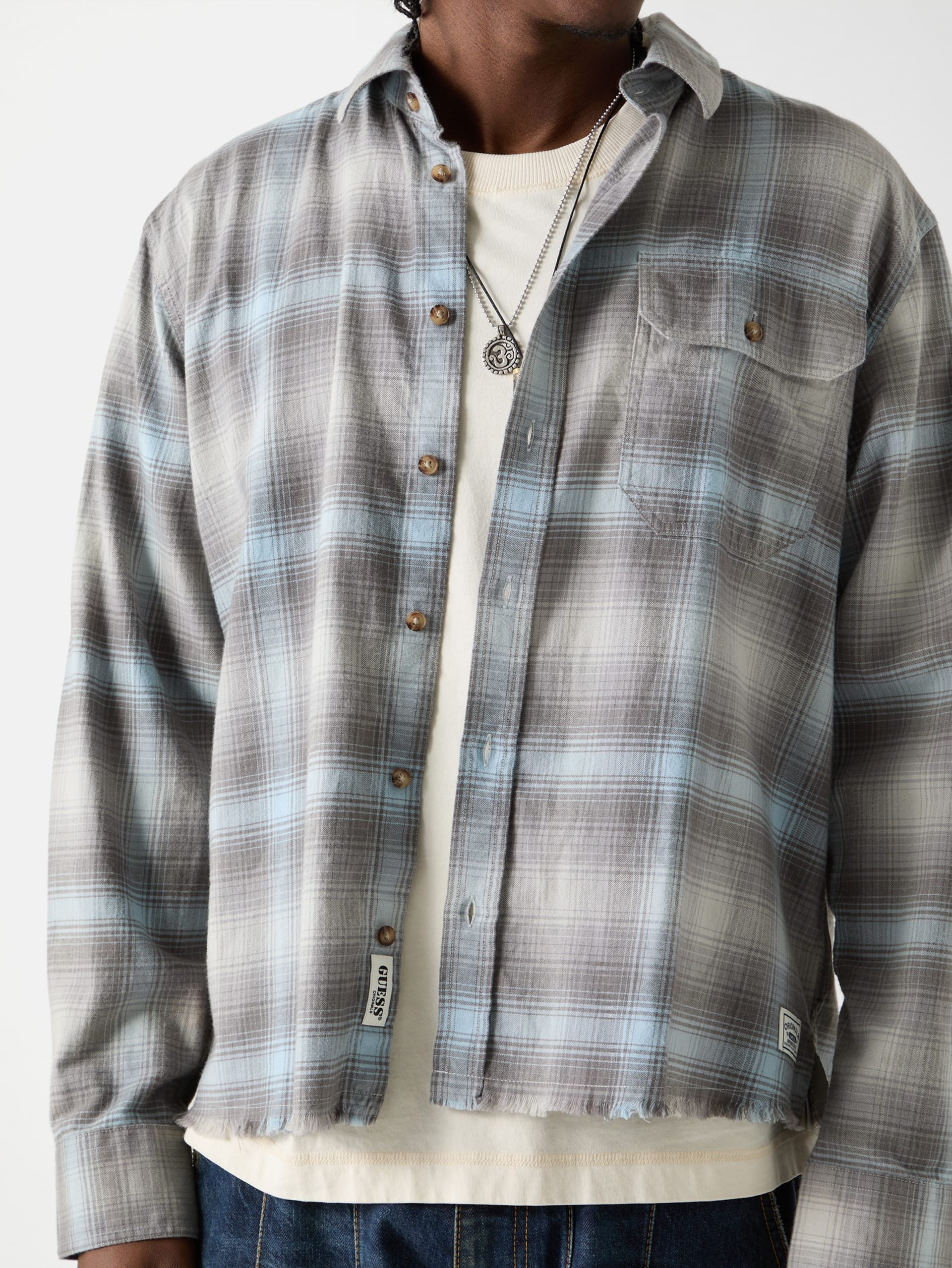 Camisa GUESS Originals Eco Plaid Boxy Pocket