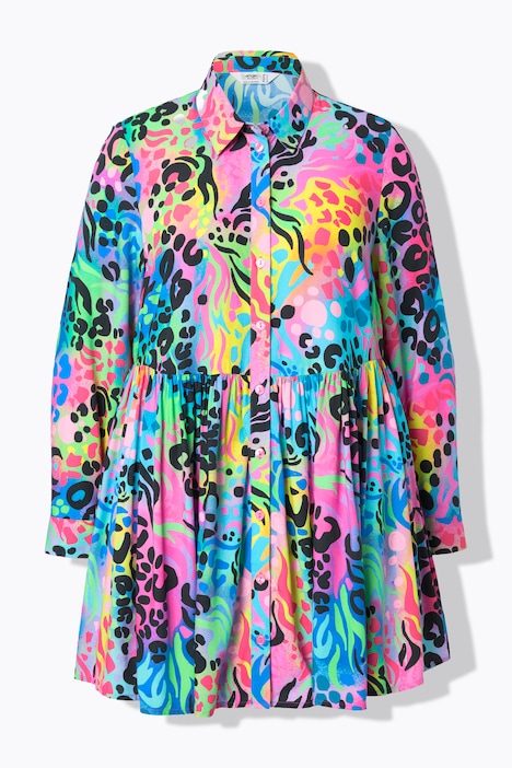 Bluse, A-Linie, buntes Leomuster