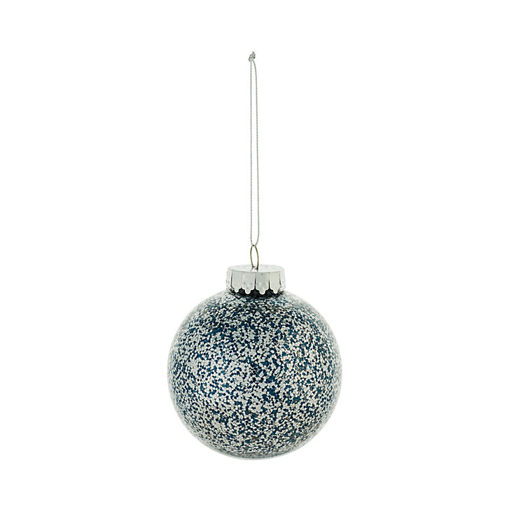 Boule de Noël en plastique bleu pailleté