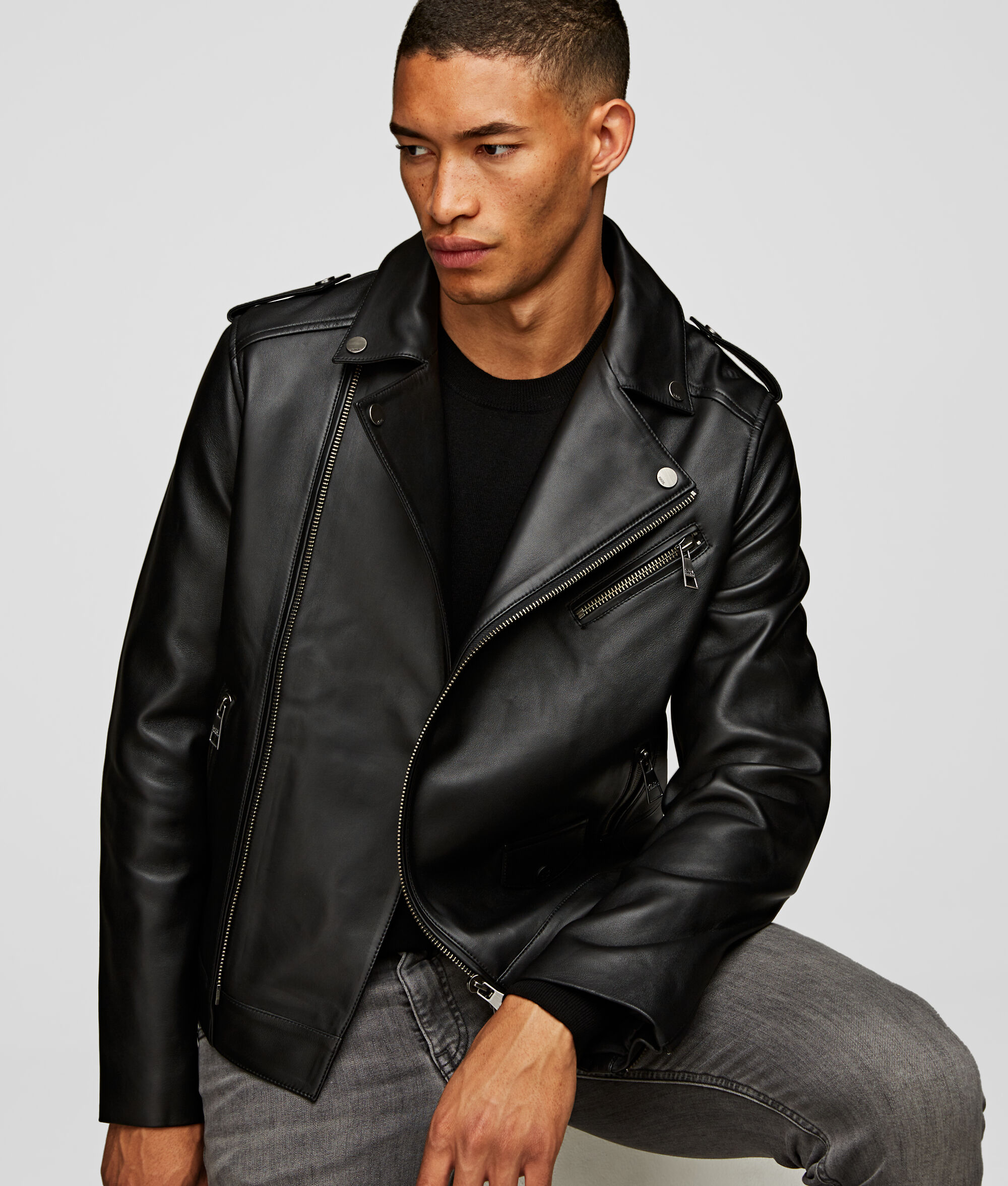 BLOUSON FAÇON MOTARD EN CUIR