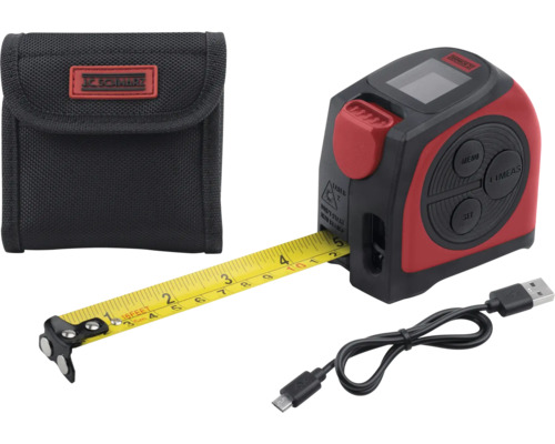 JC Schwarz 5m rolmaat met 40m laser-afstandsmeter inclusief accessoires