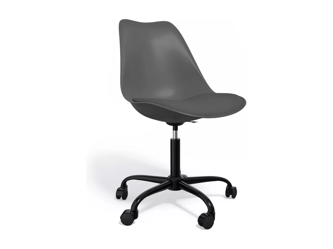 Chaise de bureau avec roulettes - Chaise de bureau pivotante - Structure noire Tulip Gris foncé