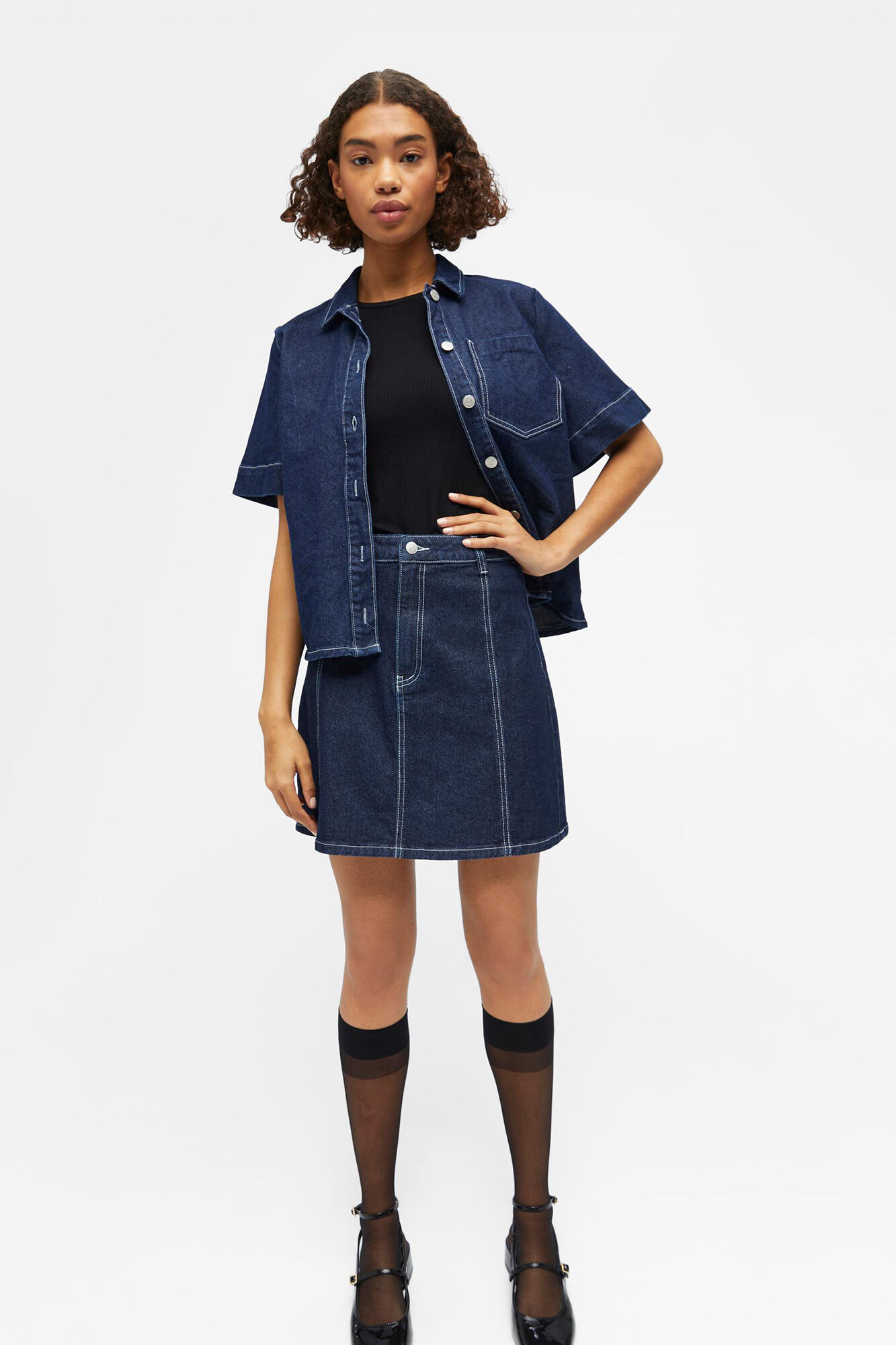 Saia curta estilo cowboy - Azul