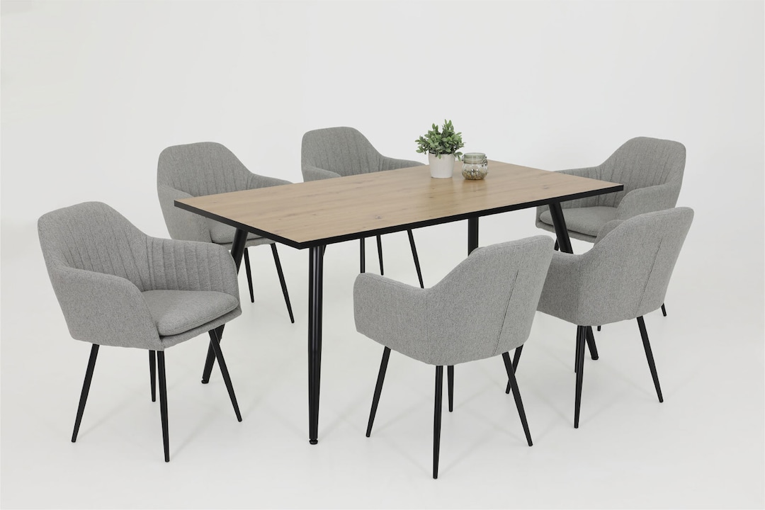 Esstisch Sabine 160 x 90 cm Artisan-Eiche-Dekor/schwarz