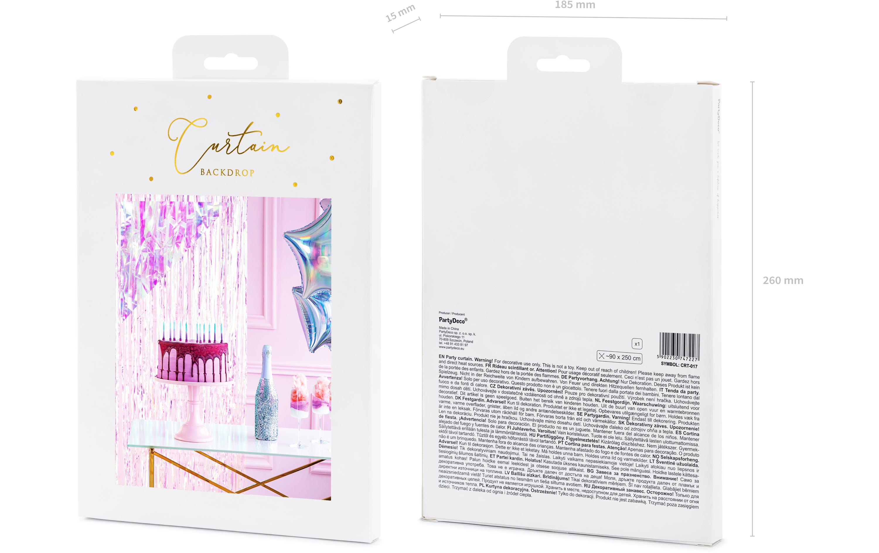 Partyaccessoire Vorhang 90 x 250 cm, OpalLametta Vorhang als Dekoration für Geburtstage und andere Feste