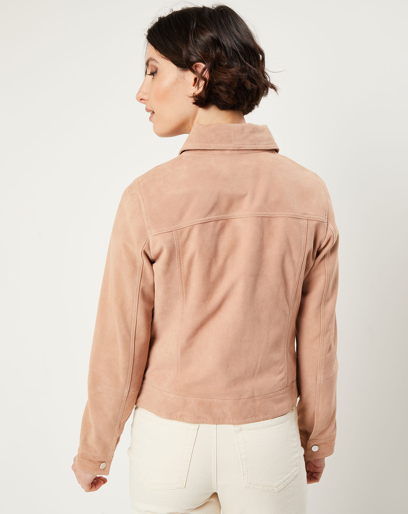 Caroll Veste en Velours de Cuir retourné Rhodes pêche