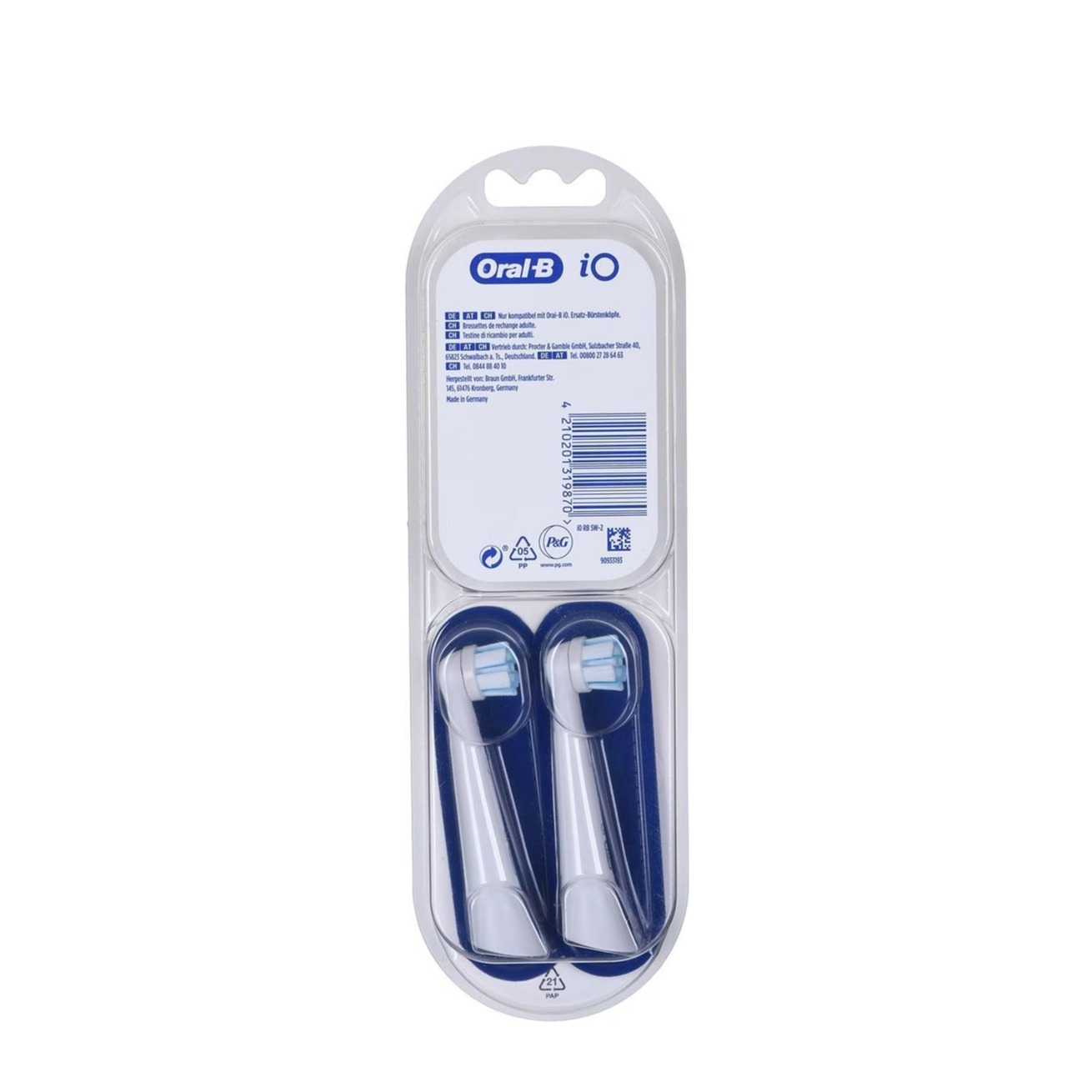 Oral-B - (2er Set) Sanfte Reinigung Ersatz Zahnbürstenkopf für Oral-B iO Elektrische Zahnbürsten - Weiss