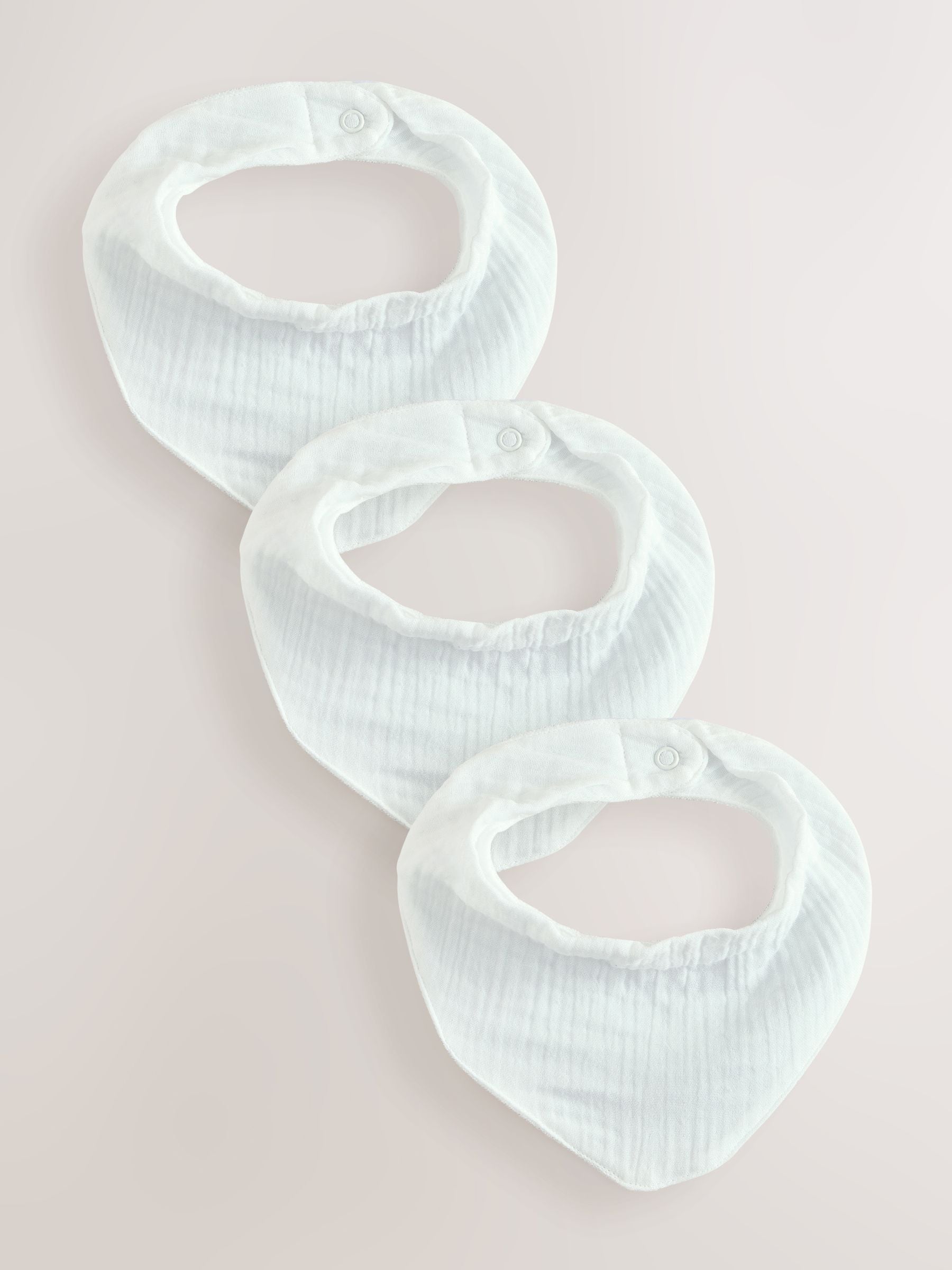 Wit - Verpakking van 3 babyslabbetjes van mousseline