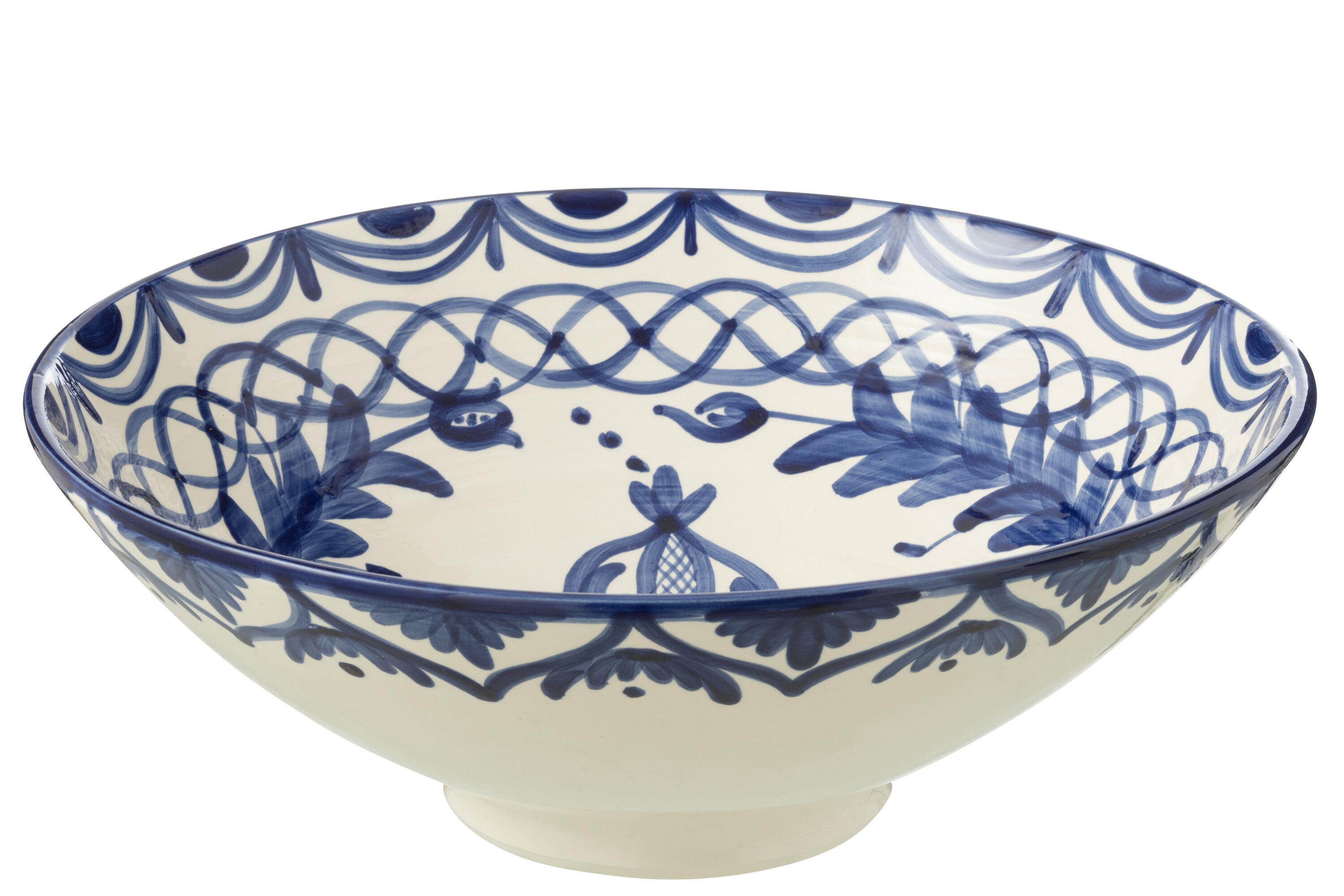 J-Line kom Lebrillo Granada - keramiek - wit|blauw