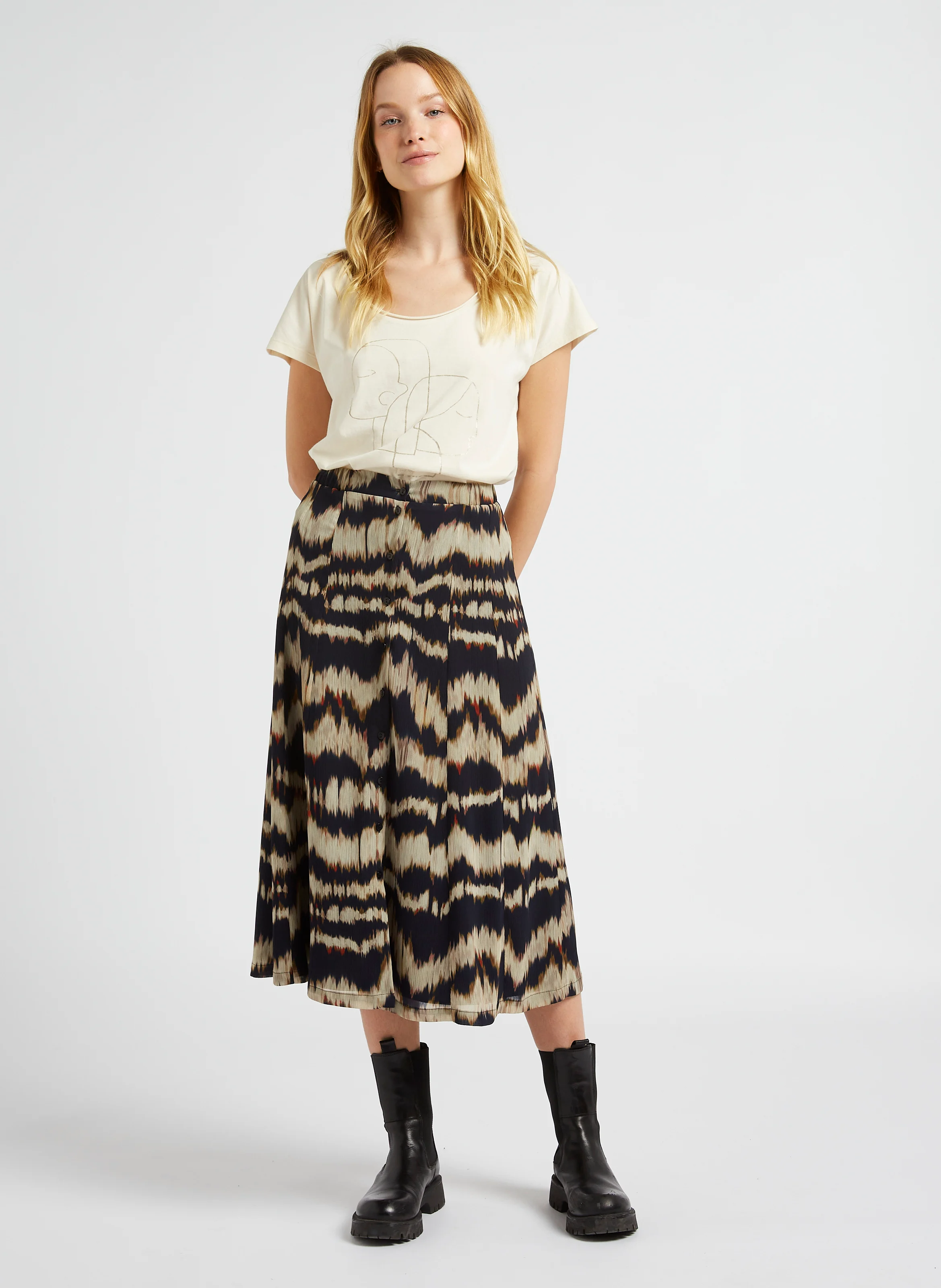 MALIA - Tee-shirt col rond en coton | Blanc