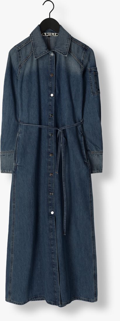 VANILIA blauwe vanilia midi jurk denim midi dress