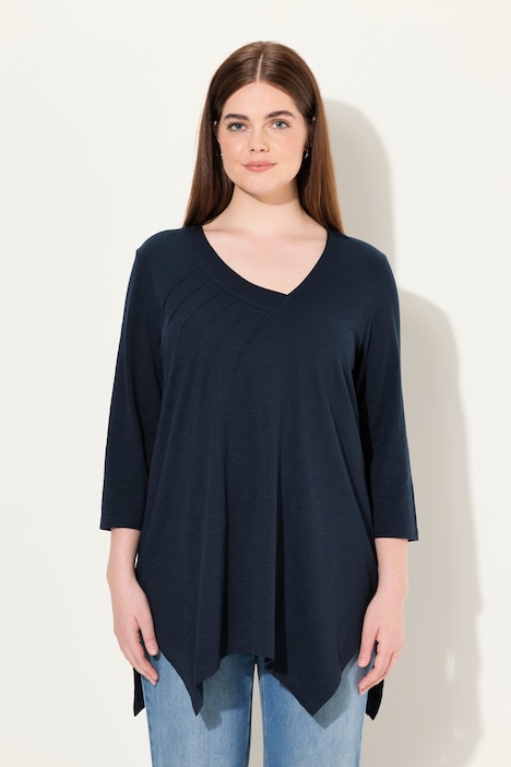 Shirt, A-Linie, V-Ausschnitt, 3/4-Arm, Biobaumwolle