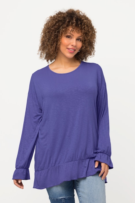 Shirt, Volants, Oversized, Rundhals, Langarm