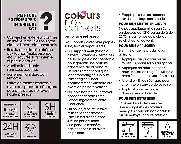 Peinture extérieure sol Colours Premium urbain satin 0,5L