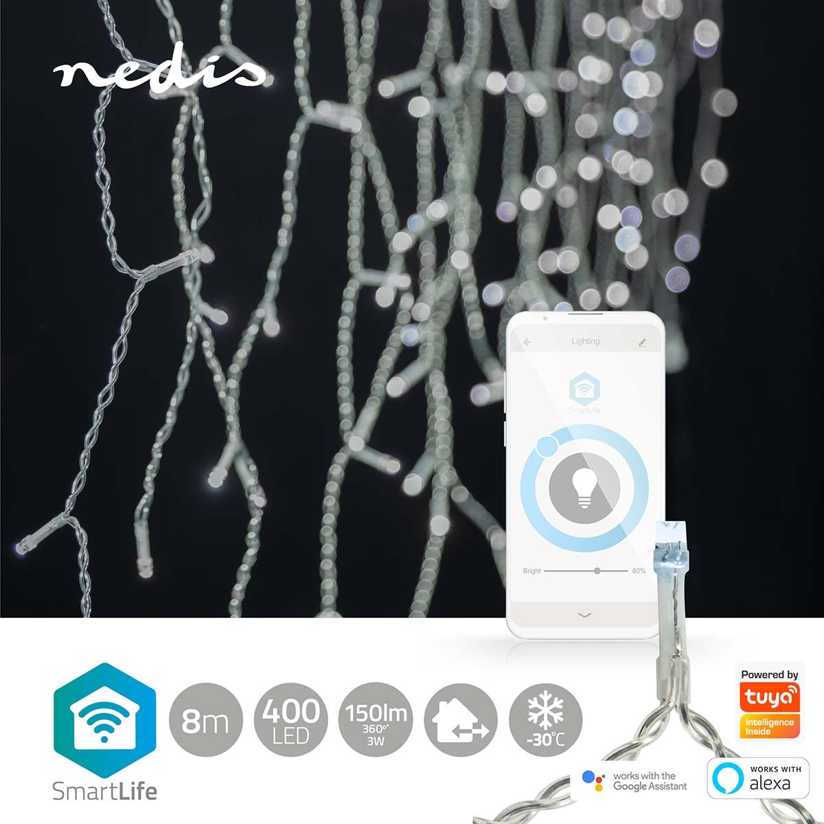 Nedis SmartLife Decoratieve LED iOS/Android 8 meter 400 LED's koel wit