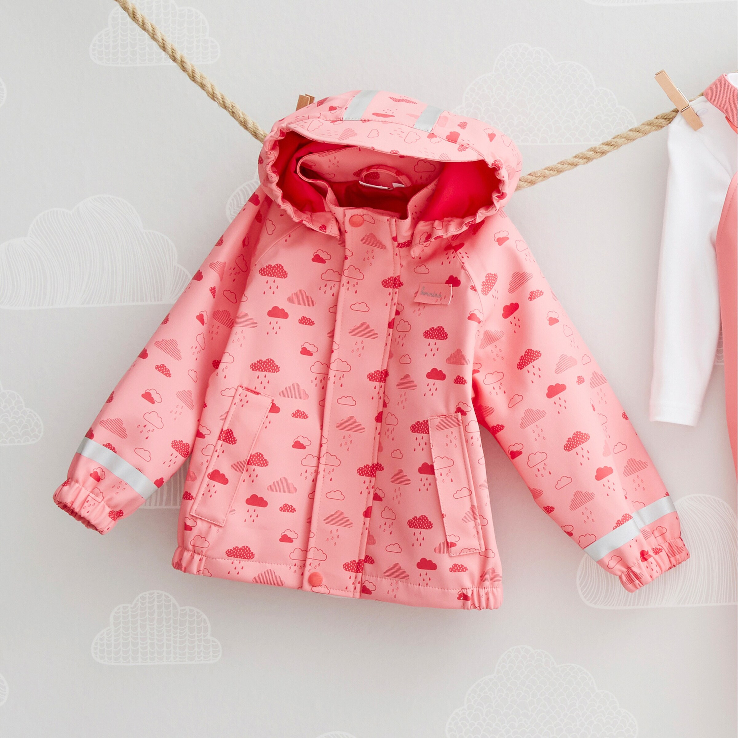 Bornino - Lieblinge Regenjacke mit Kapuze Wolken rosa