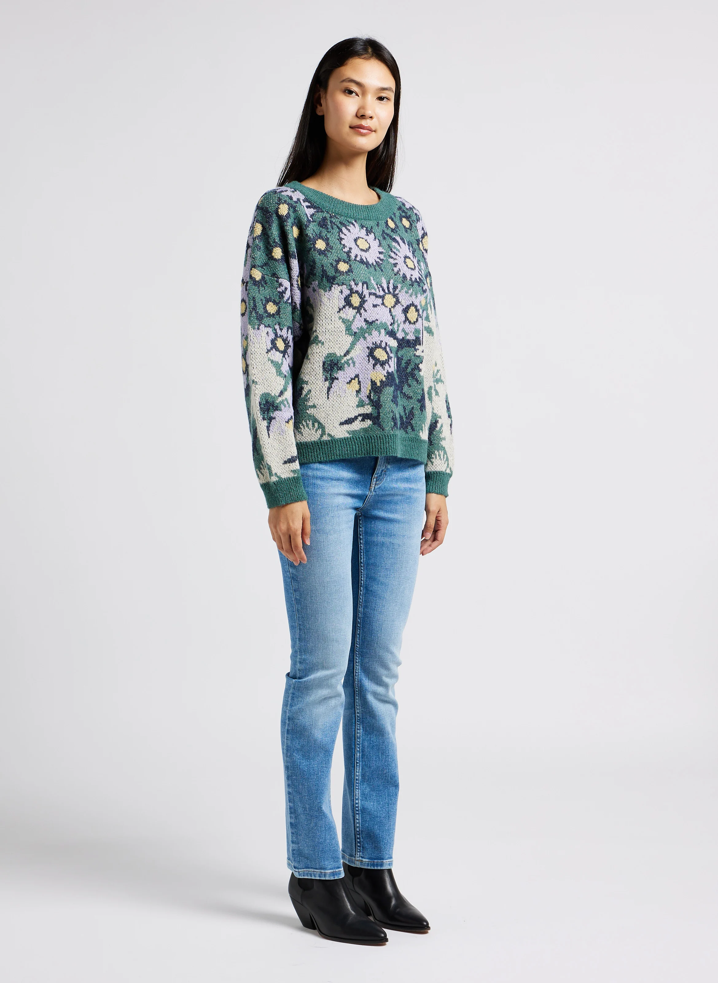SONIA - Jean slim délavé en coton mélangé | Bleu