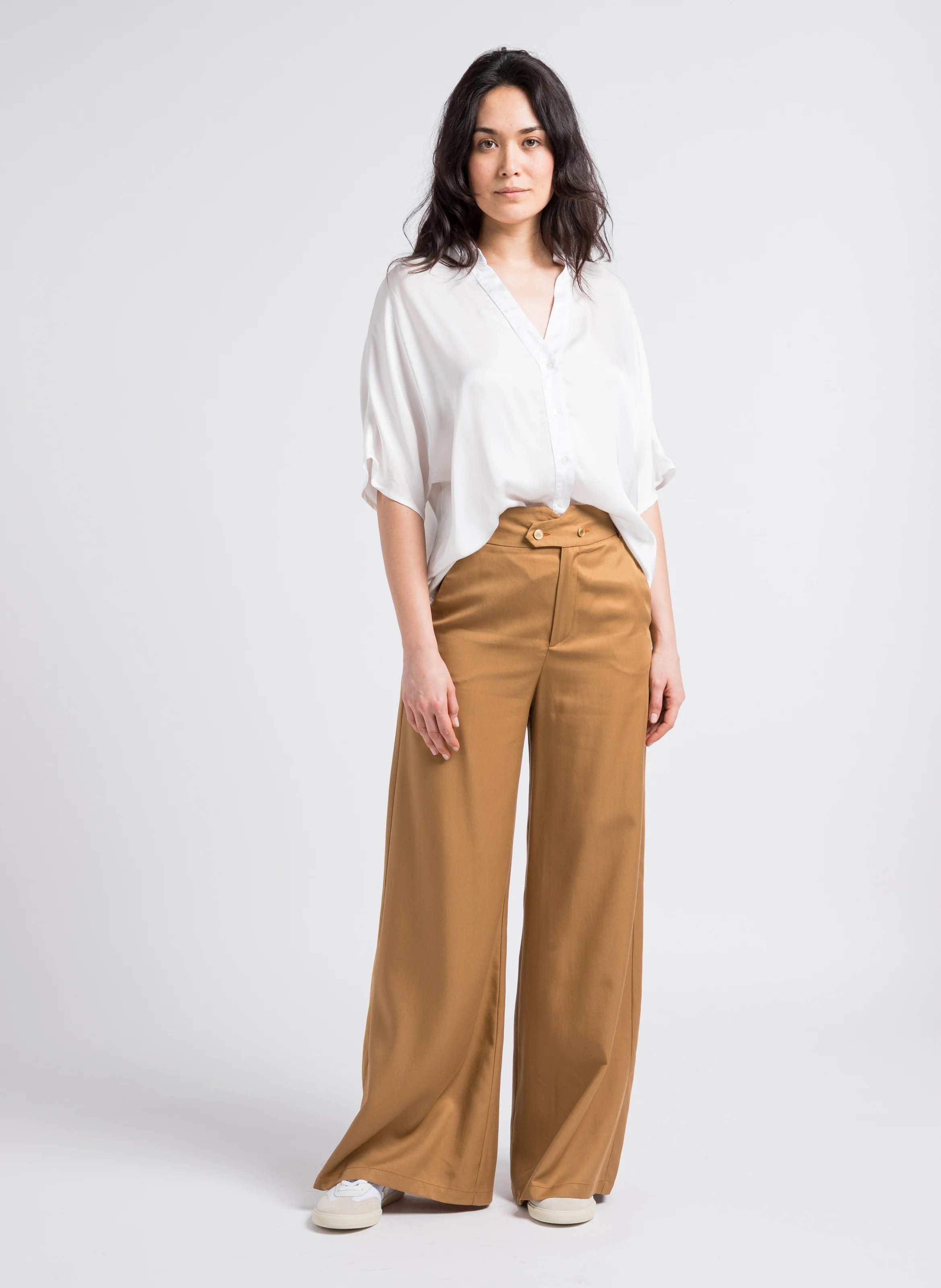 Top ample col V | Blanc