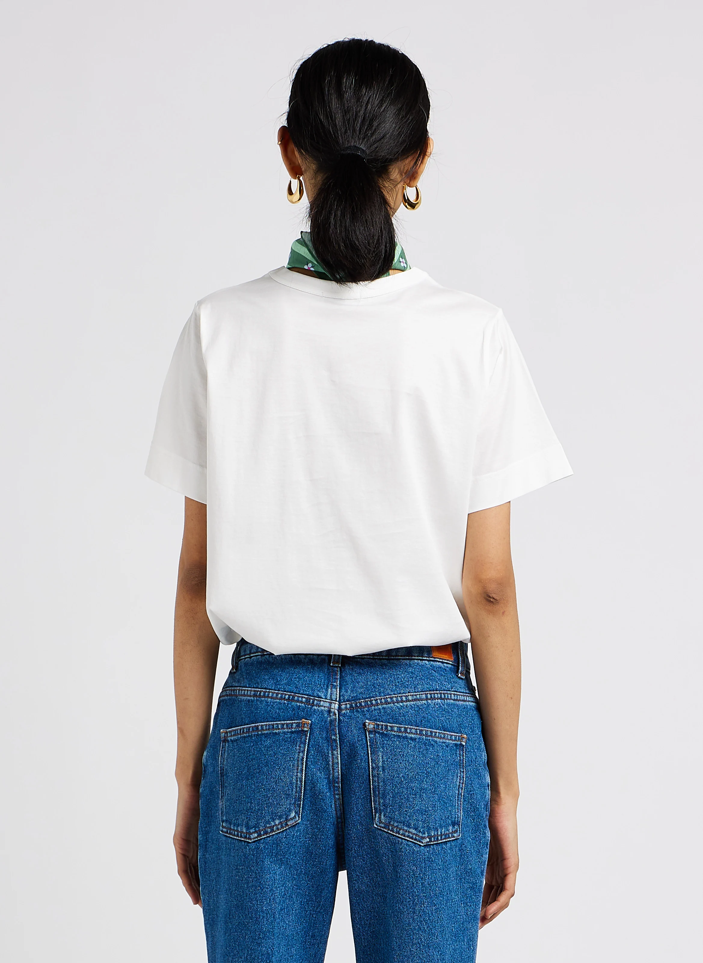 BASIC - Tee shirt à col rond en coton | Blanc
