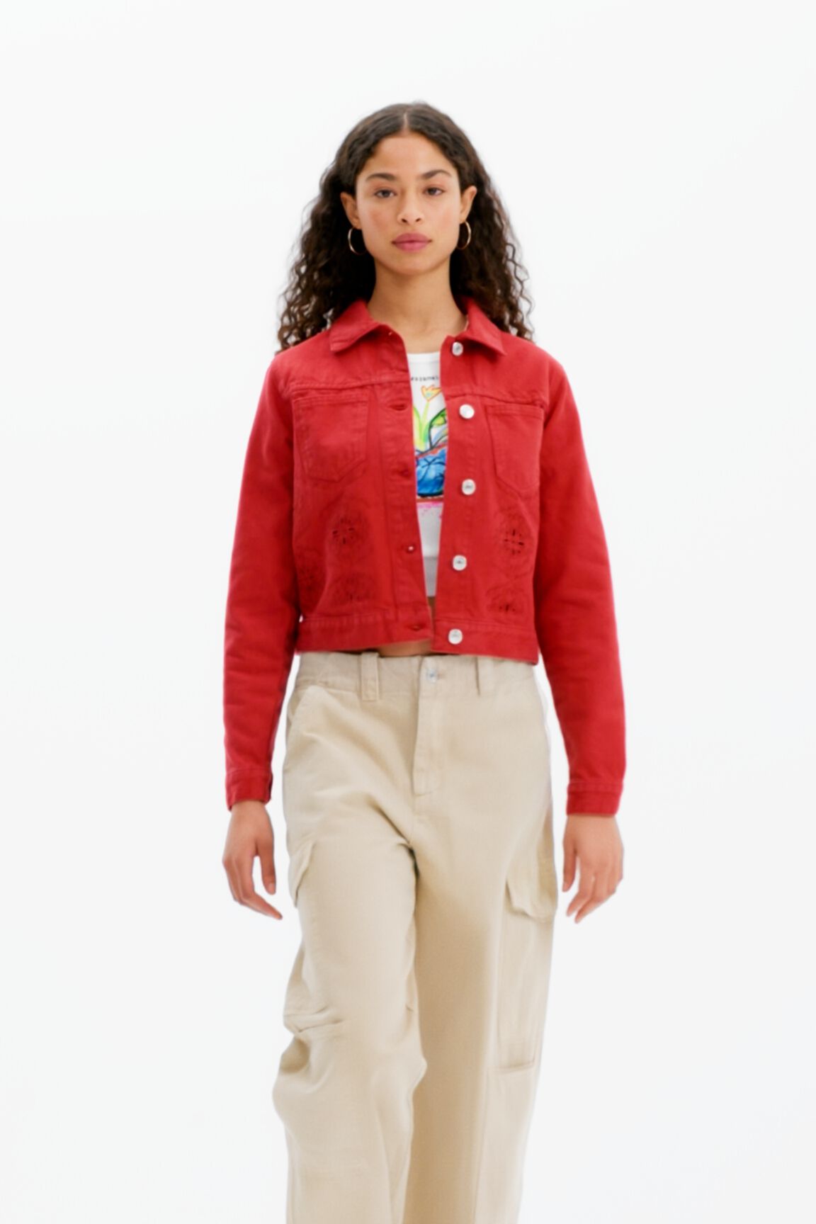Veste jean ajourée