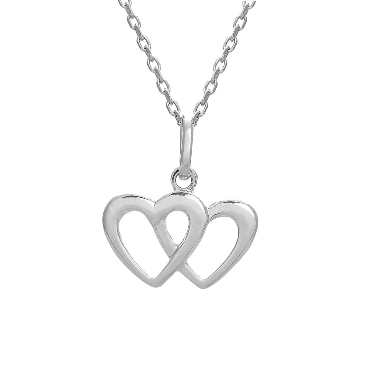 Collier 2 coeurs liés Argent 925 Rhodié