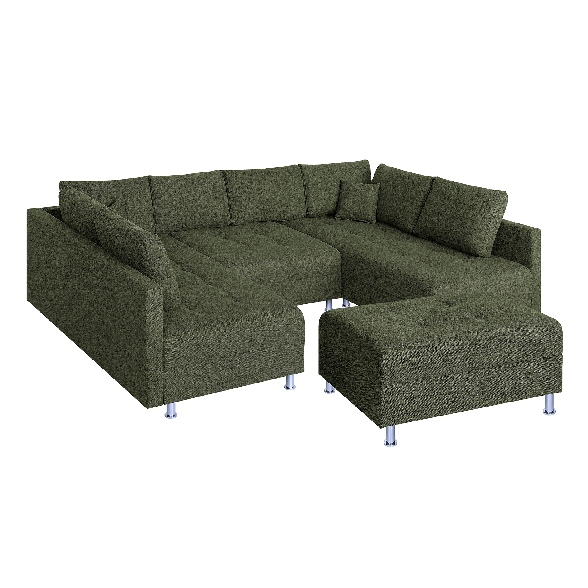 Wohnlandschaft - olive - Strukturgewebe - Federkern