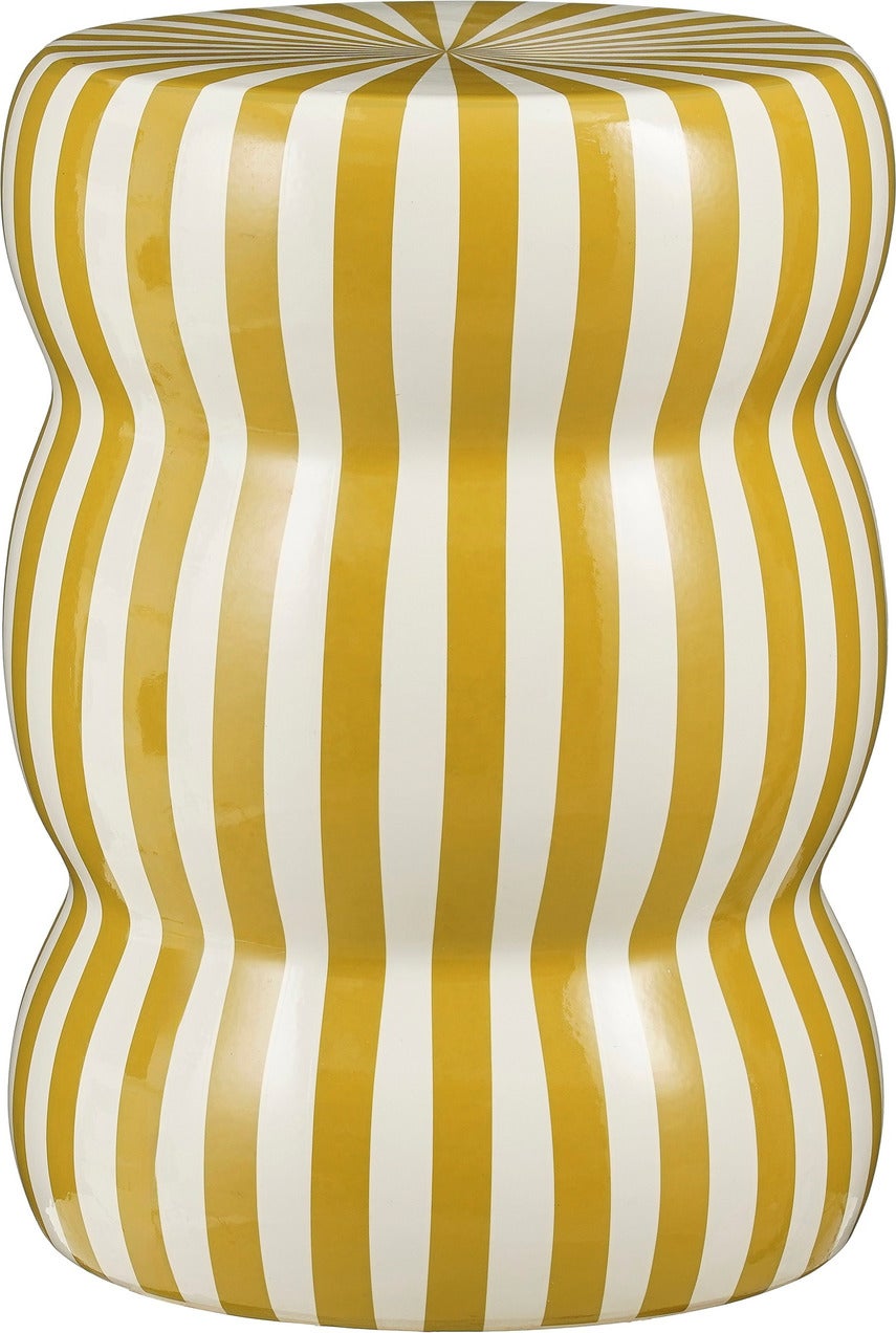 Mica Decorations bijzettafel Skipper geel / wit D 32 H 44 cm