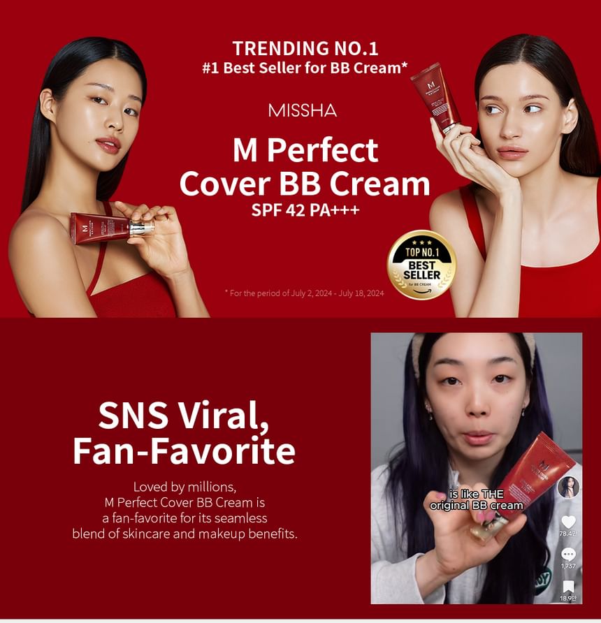 MISSHA - M Perfect Cover BB Cream SPF42 PA+++ - 7 kleuren