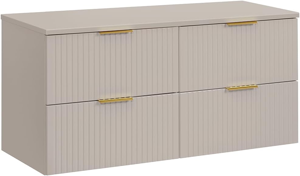 Lomadox Badezimmer Waschtischunterschrank 120cm, in Kaschmir, mit 2 Softclose-Schubladen