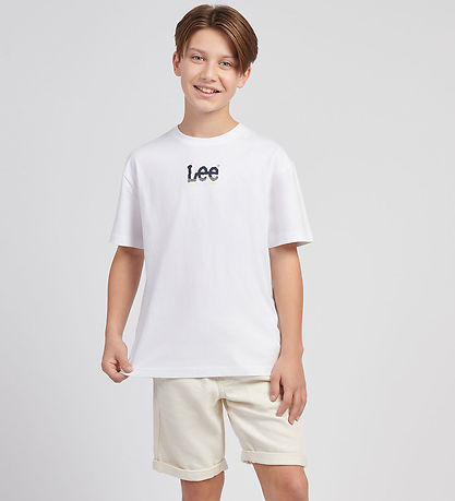 Lee T-Shirt - Wave Grafik - Bright White