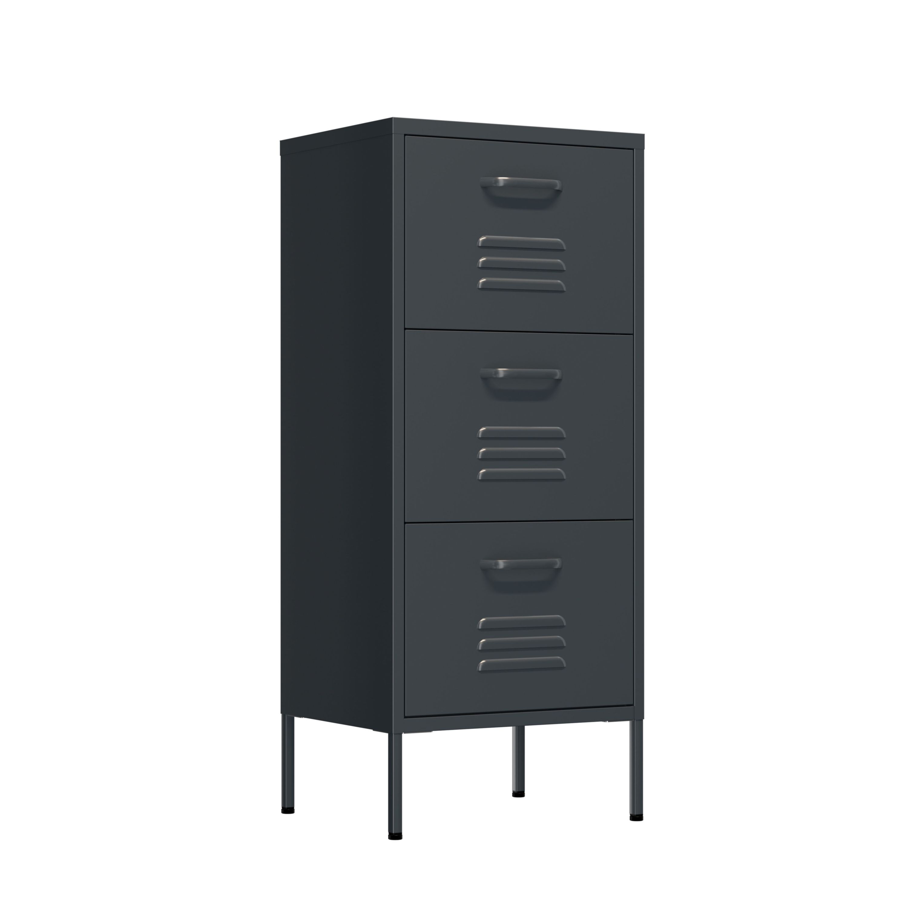 Kommode Metall KLAUS 3 Schubladen 42 x 101 cm anthrazit