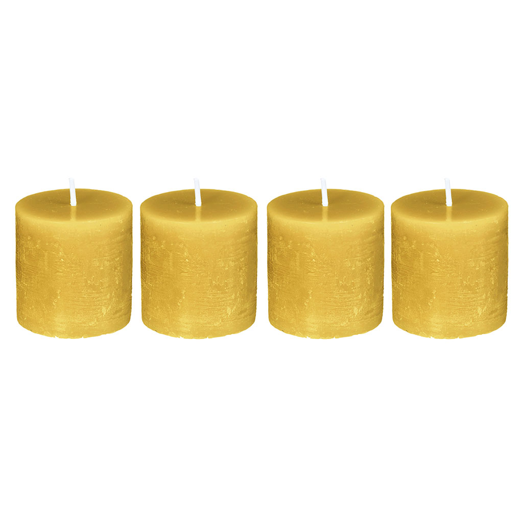 Lot de 4 bougies votives rustique jaunes D 4.5x4cm
