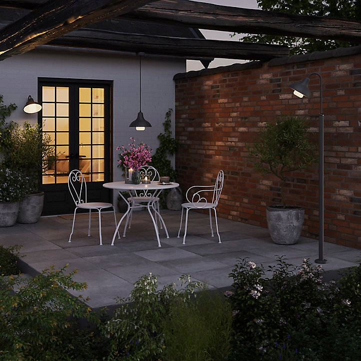 Lampadaire E27 Ferdie 25W IP44 GoodHome gris anthracite