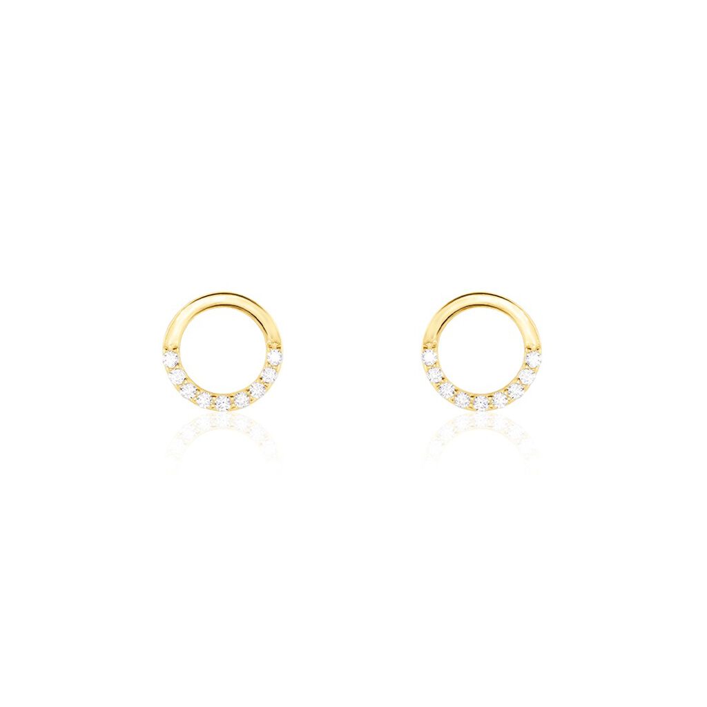 Boucles D'oreilles Puces Rimya Or Jaune Oxyde De Zirconium