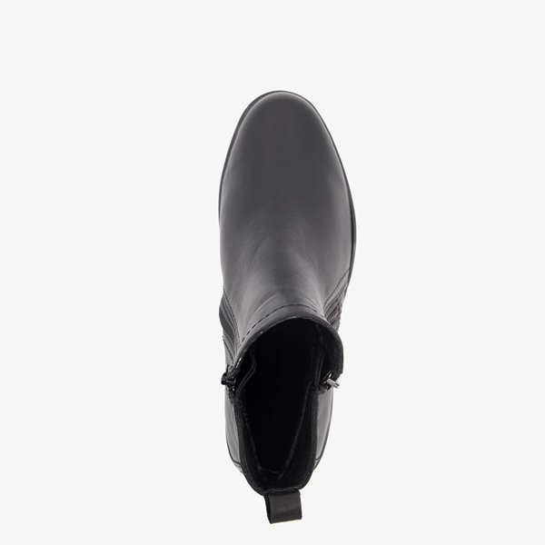 Hush Puppies leren dames enkellaarsjes hak zwart