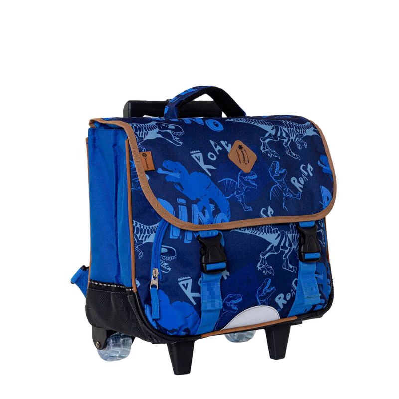 Cartable à roulettes scolaire Dino 41 cm Bleu