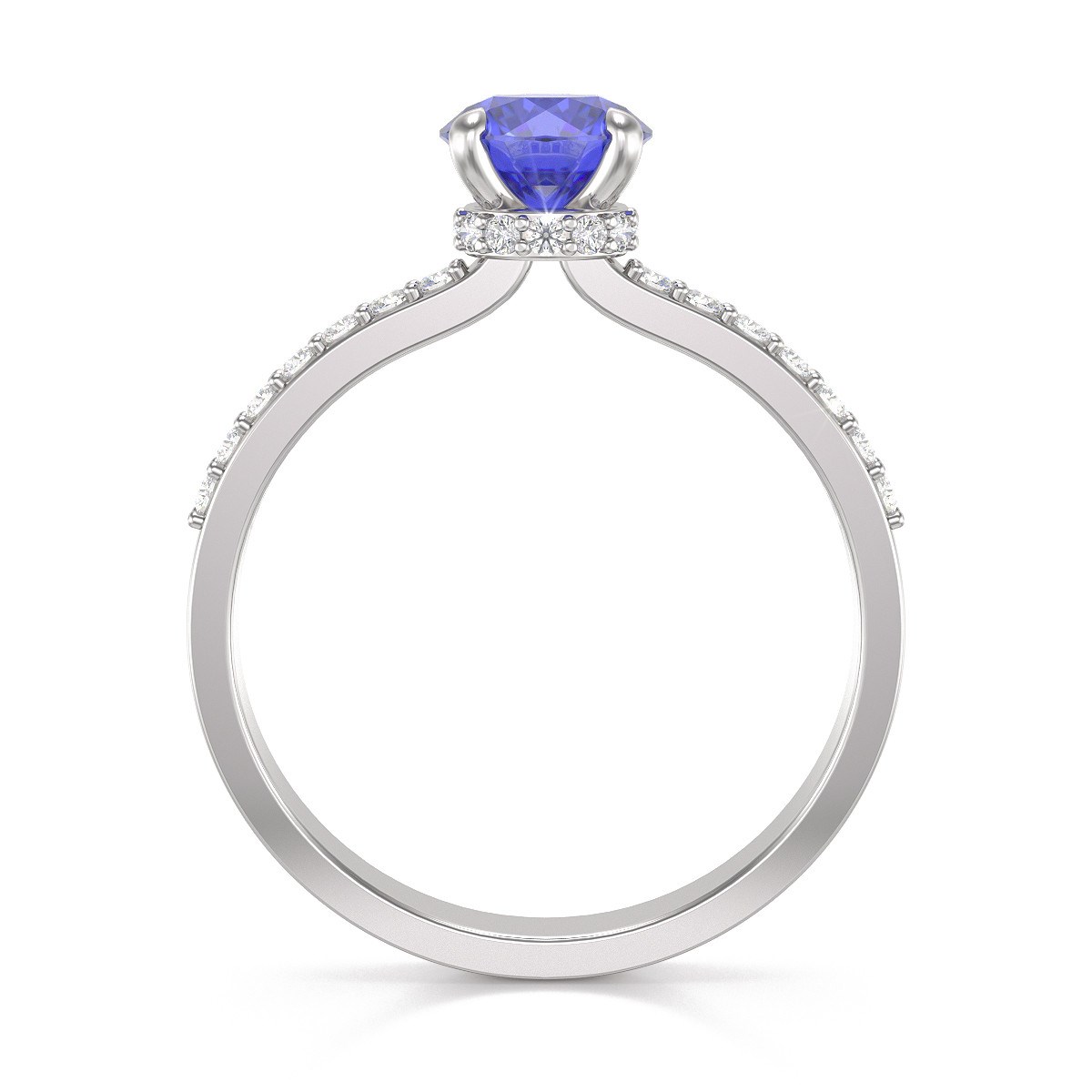 Bague ADEN Or 585 Blanc Tanzanite et diamants 2.4grs