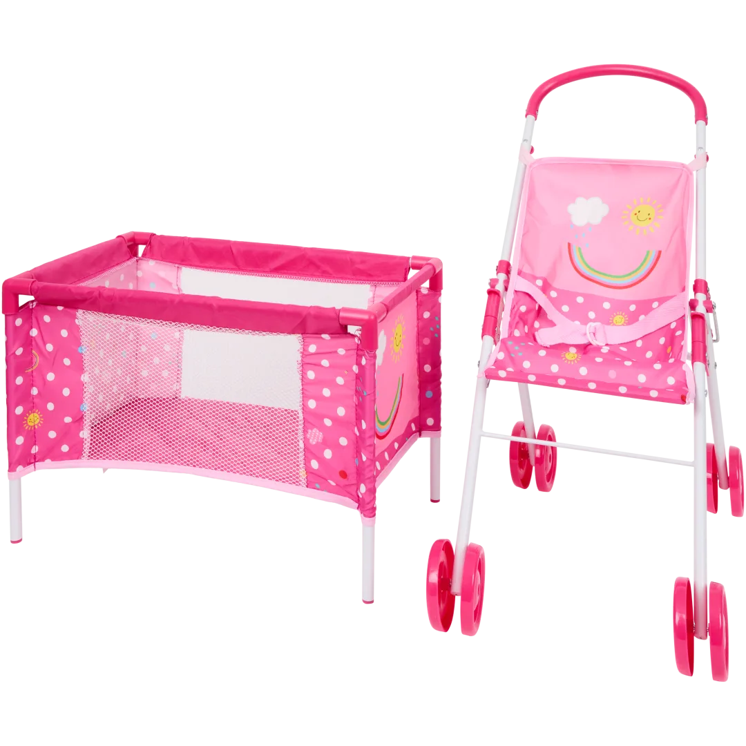 Dolly Star poppenwagen en -bedje 2-delig