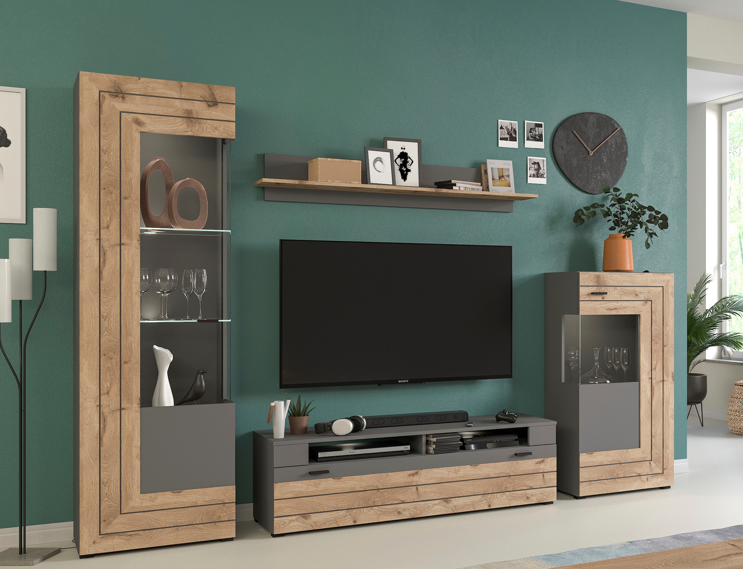 INOSIGN Lowboard »Aalborg, Breite 140 cm, 1 Klappe, 2 offene Fächer, Metallgriffe« TV-Möbel, TV-Schrank, TV-Lowboard, Mediaboard, Wohnmöbel