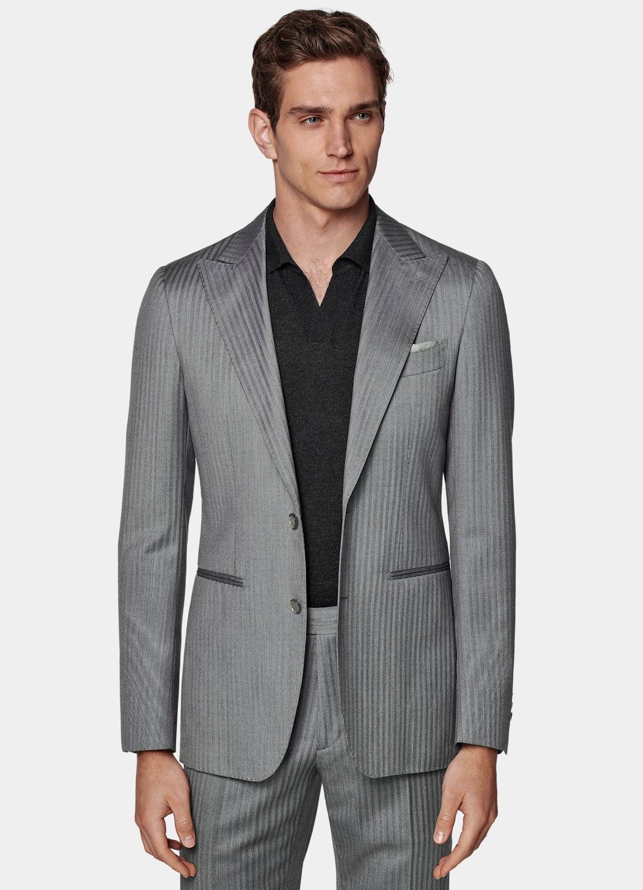 Costume Havana coupe Tailored gris moyen à chevrons