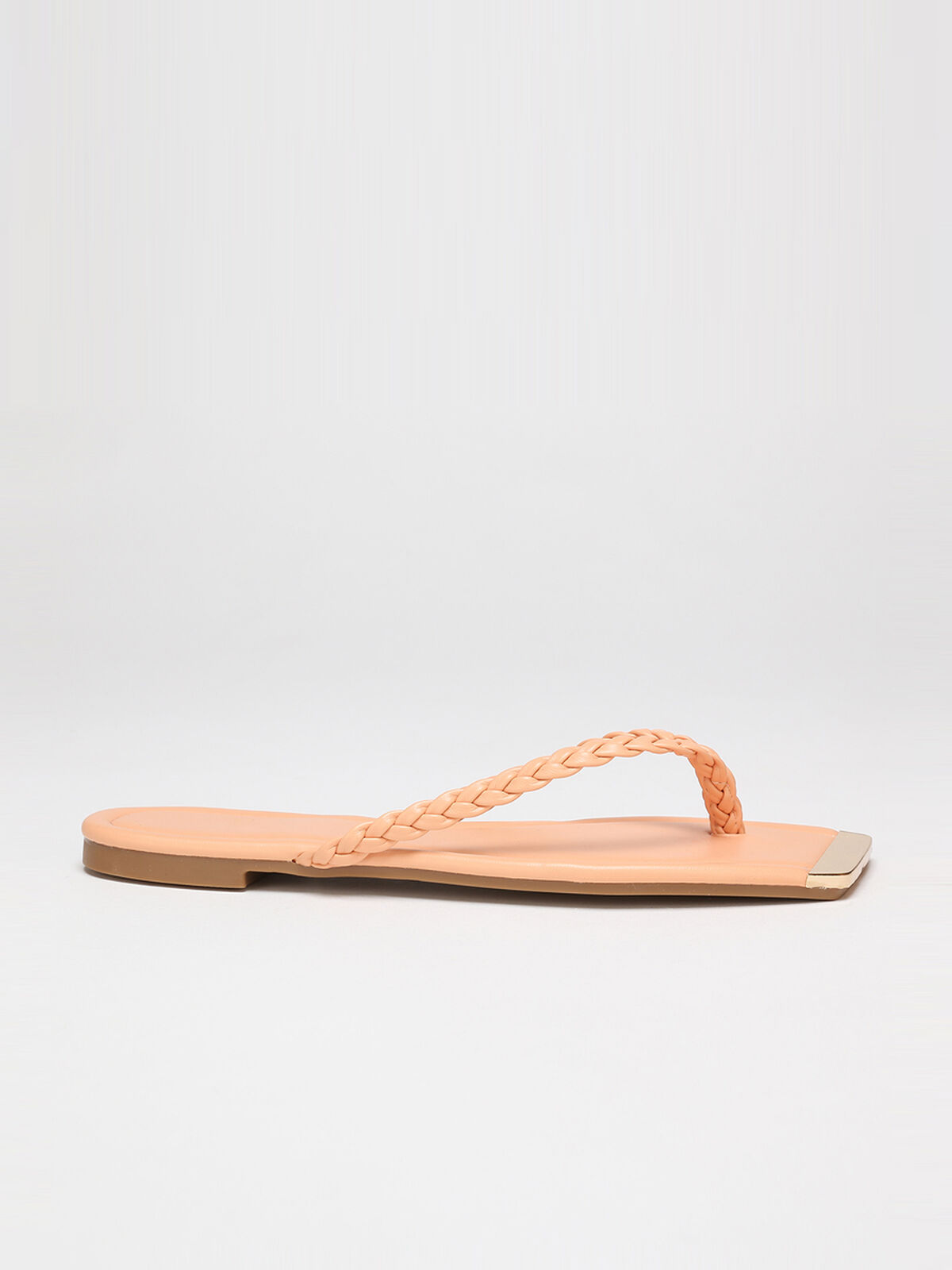 Tongs à bout carré avec détail- orange