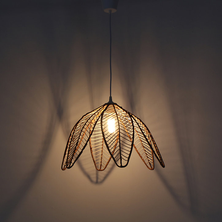 Suspension Flower IP20 Ø49 x H.28 cm Lussiol rotin marron