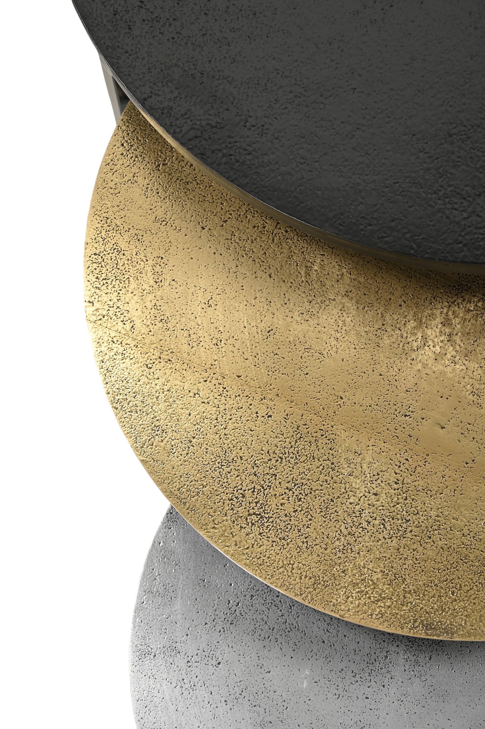 Beistelltisch Set KYLA 3-teilig Schwarz/Gold/Silber
