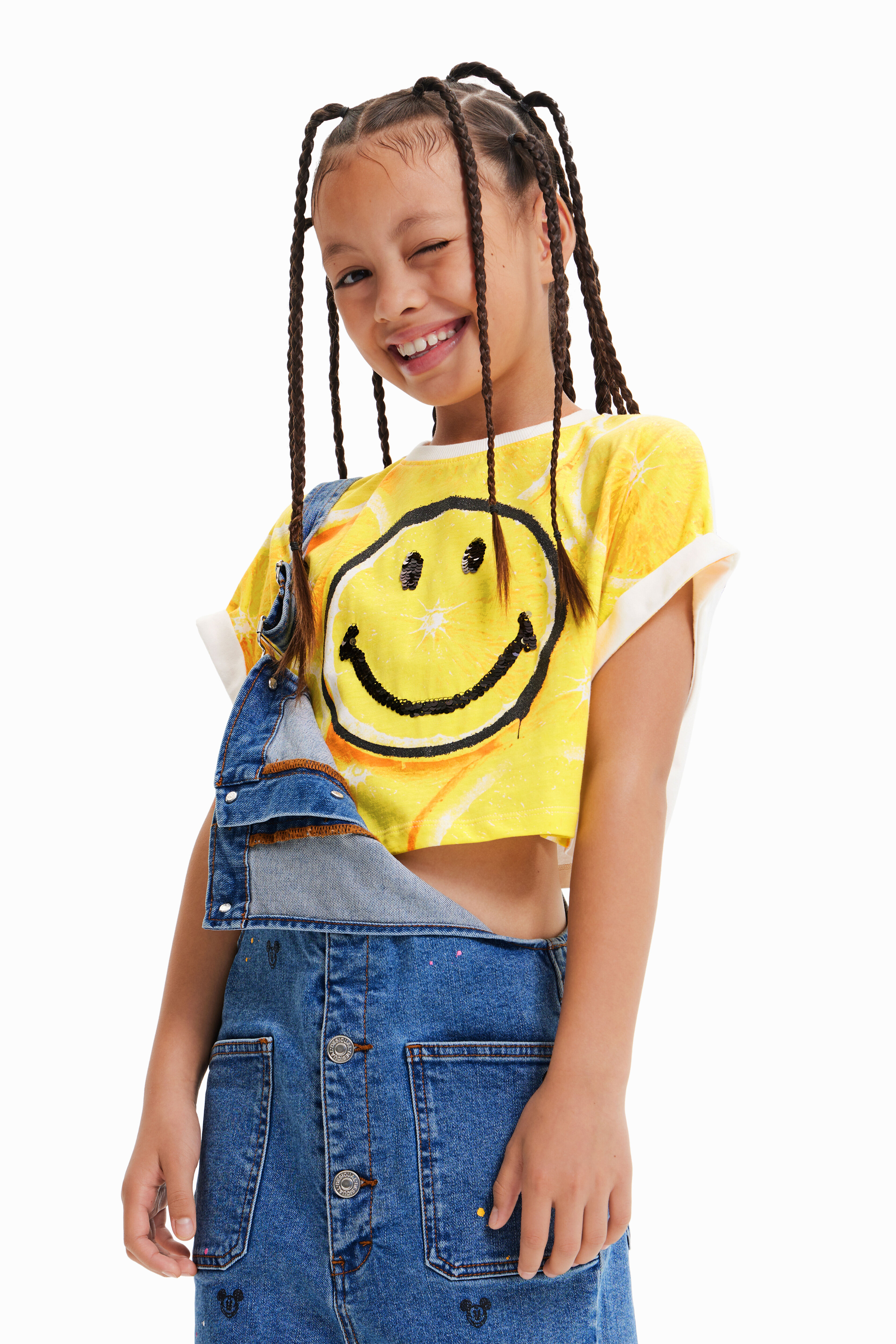 T-shirt court citron Smiley