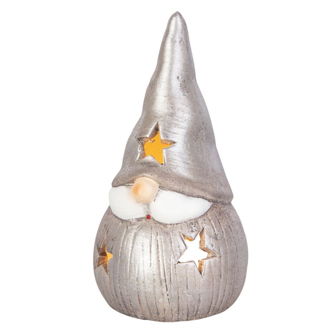 Windlicht - Wichtel - silber - ca. 9 x 8,5 x 16,5 cm