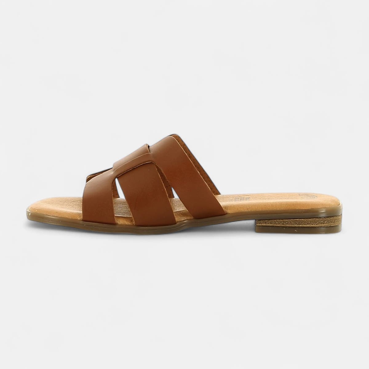 Mules Femme en cuir cognac