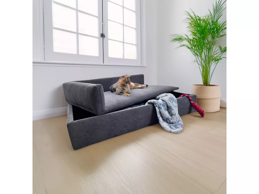Canapé-lit Well Home avec canapé pour animaux de compagnie avec tissu spécial et base rembourrée Couleur Gris