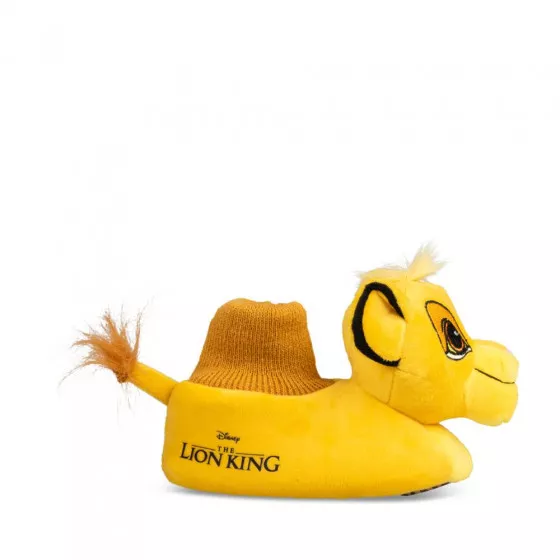 Chaussons peluche JAUNE LE ROI LION
