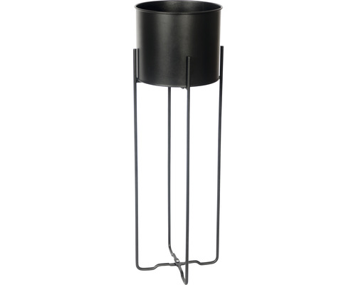 Zinken pot met voet, maat XL, matzwart, Ø 20 cm, H 67 cm